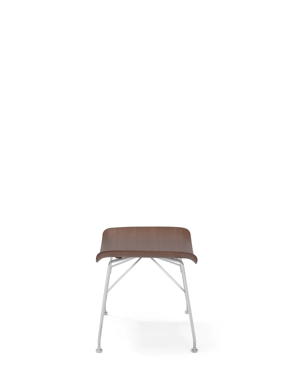 Kartell S/Wood Footrest Basic Finer, Dark Wood/Chrome