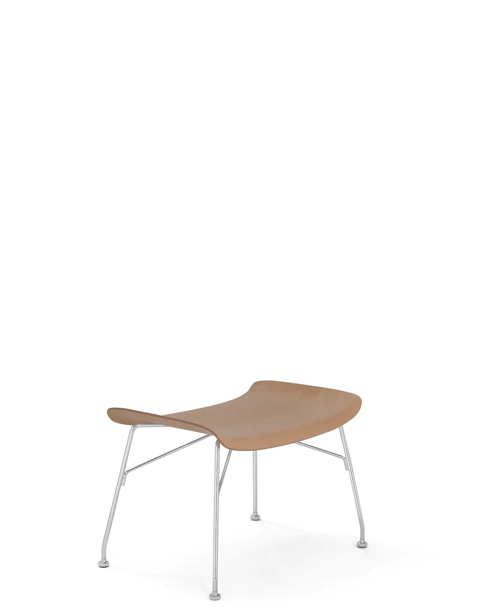 Kartell S/Wood Fotstøtte Slated Ash, Light Wood/Chrome