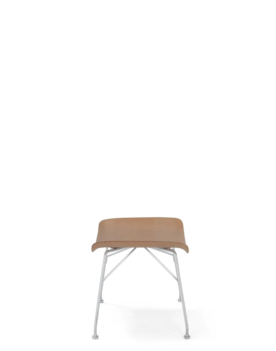 Kartell S/Wood Fotstøtte Slated Ash, Light Wood/Chrome