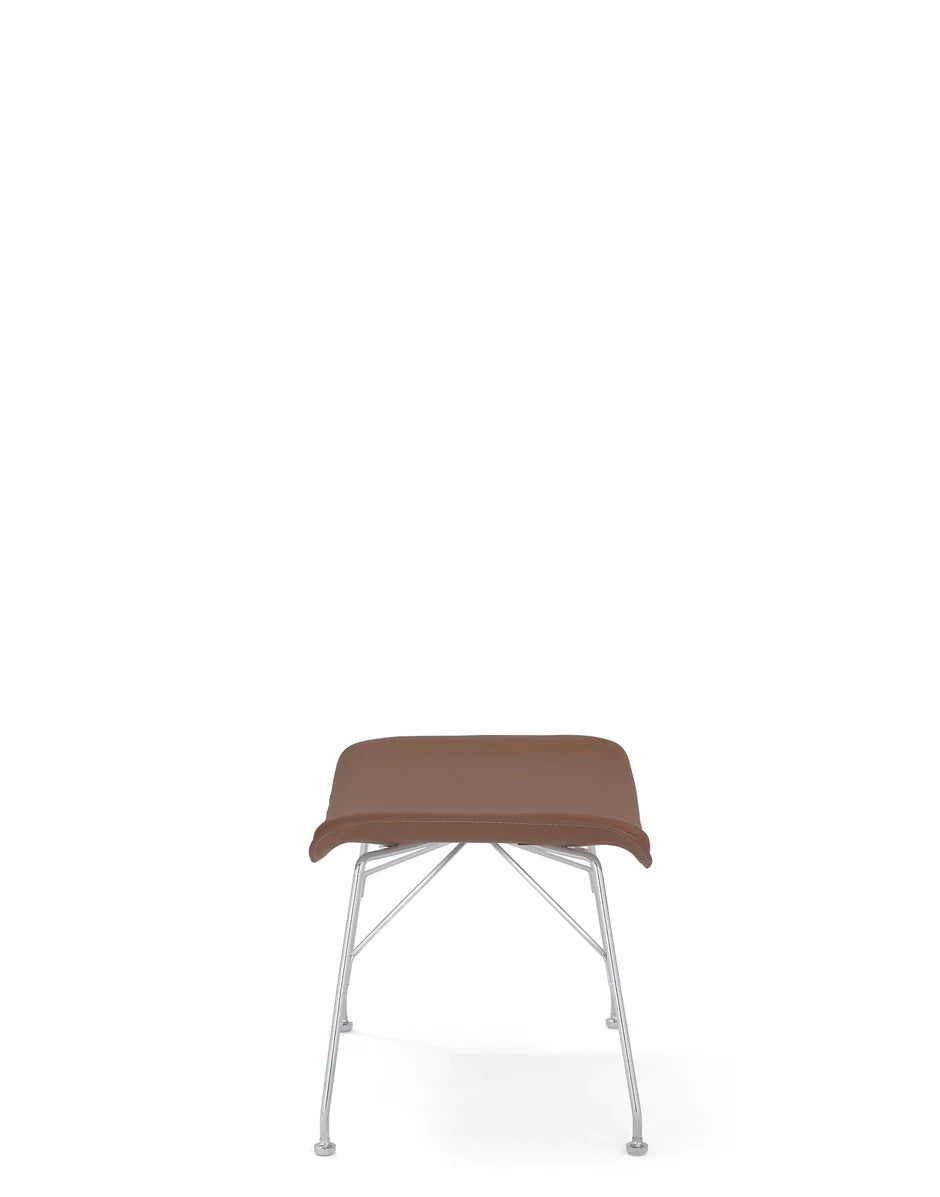 Kartell S/Wood voetsteun leer, licht hout/chroom