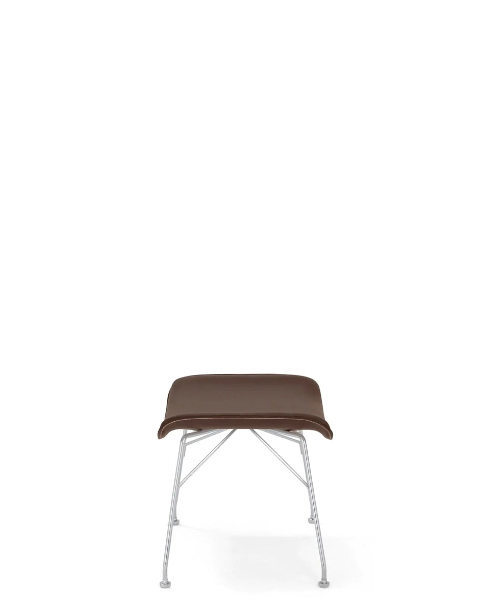 Kartell S/Wood Footrest Leather, Dark Wood/Chrome