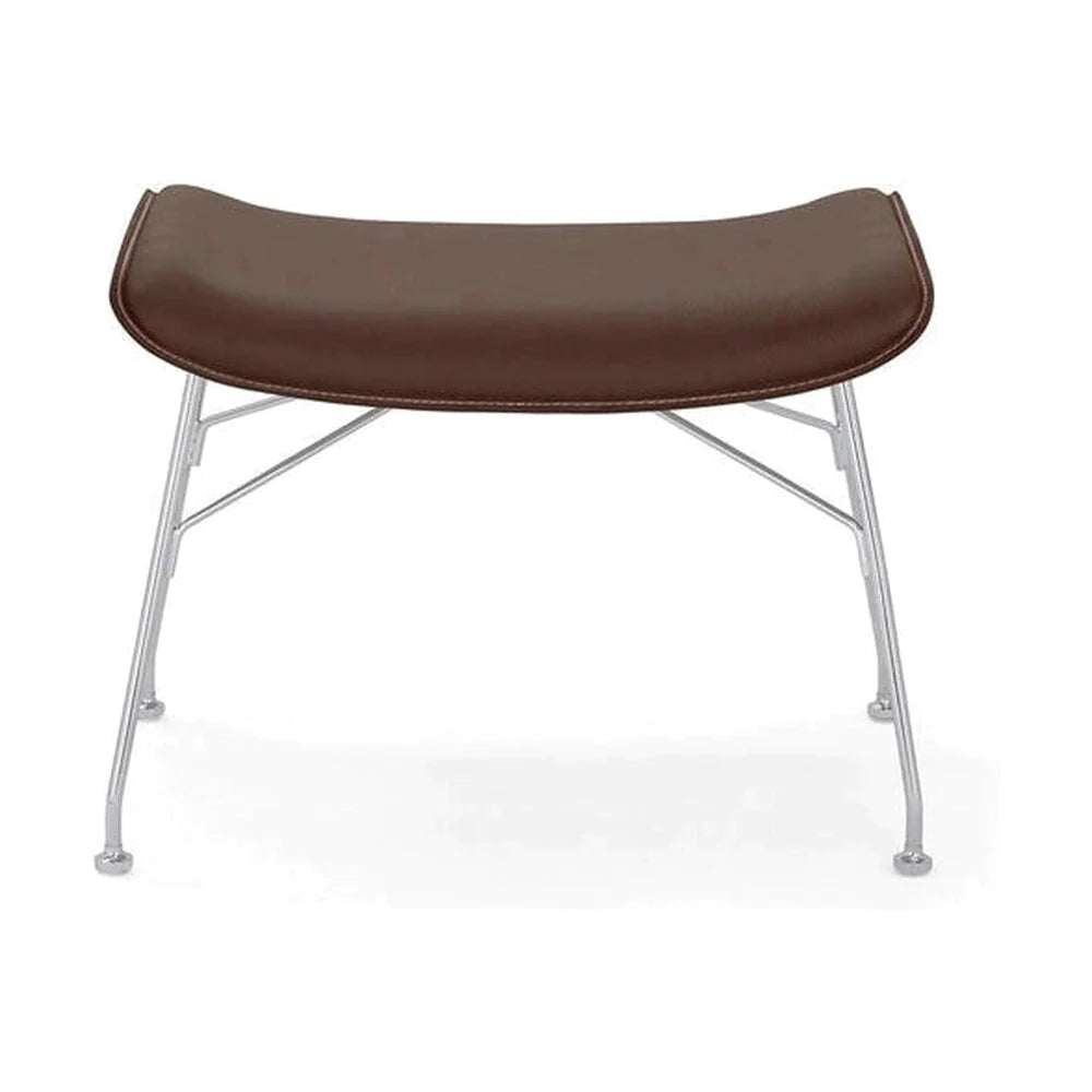 Kartell S/Wood Footrest læder, mørkt træ/krom