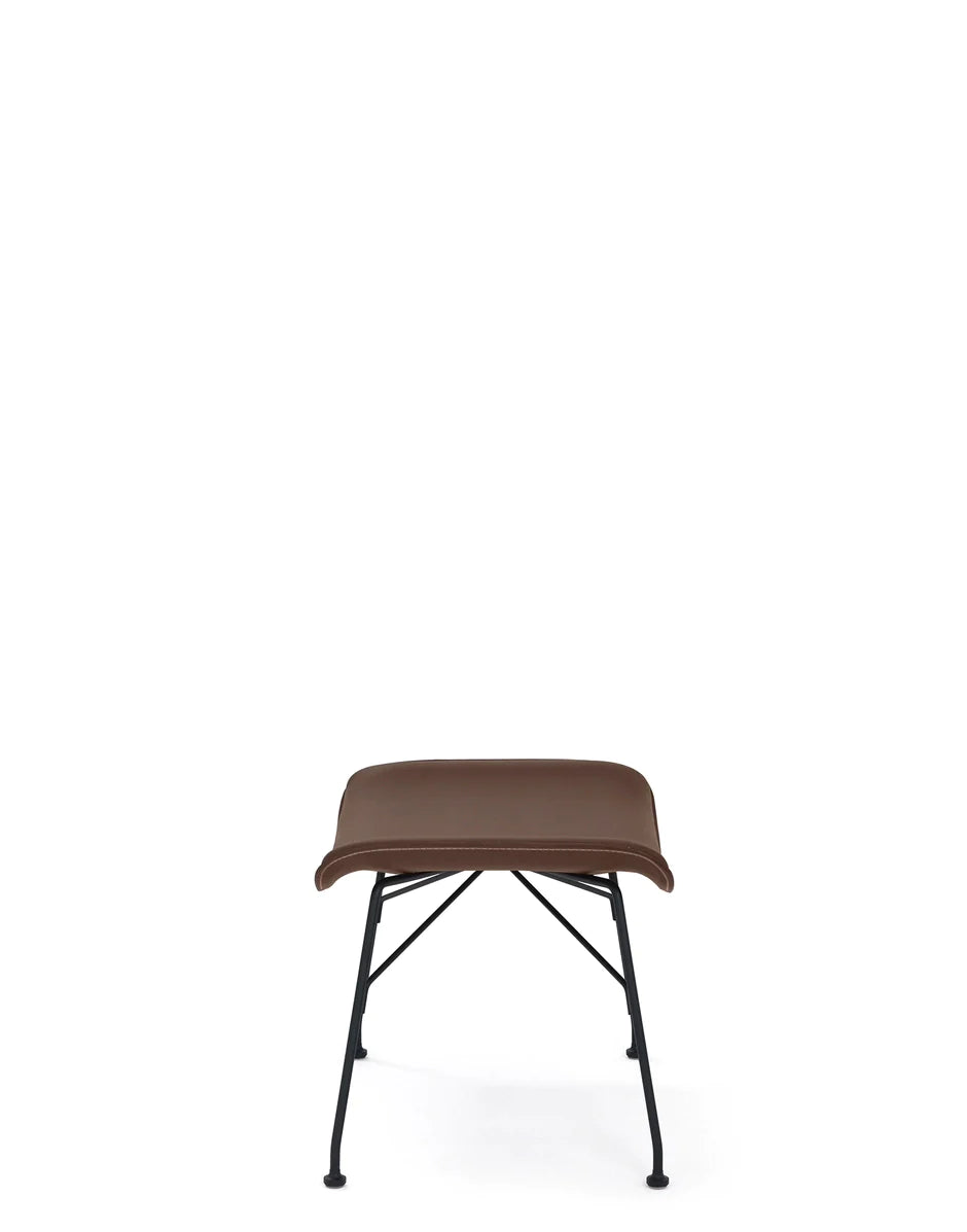 Kartell S/Wood Footrest Leather, Dark Wood/Black