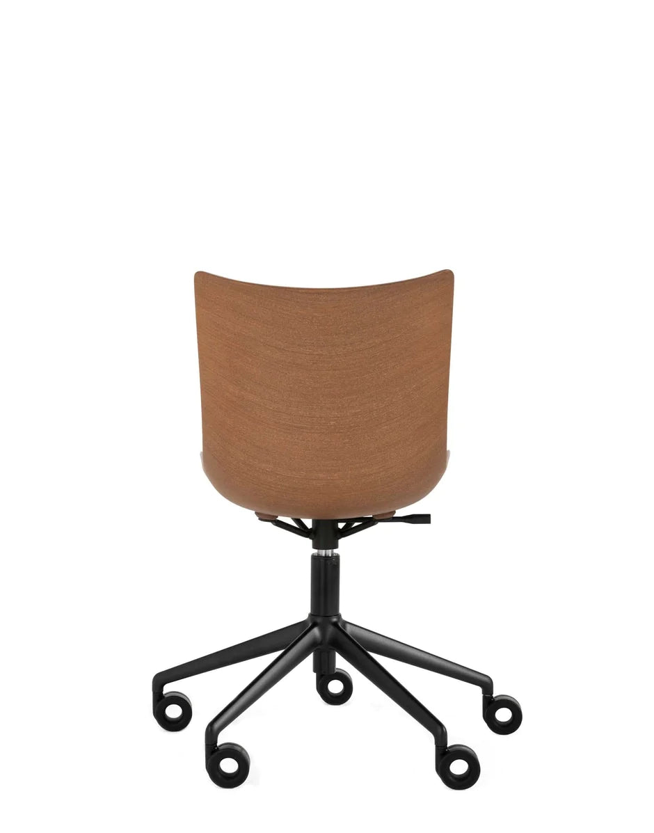 Kartell P/Wood Chair With Wheels, Dark Wood/Black