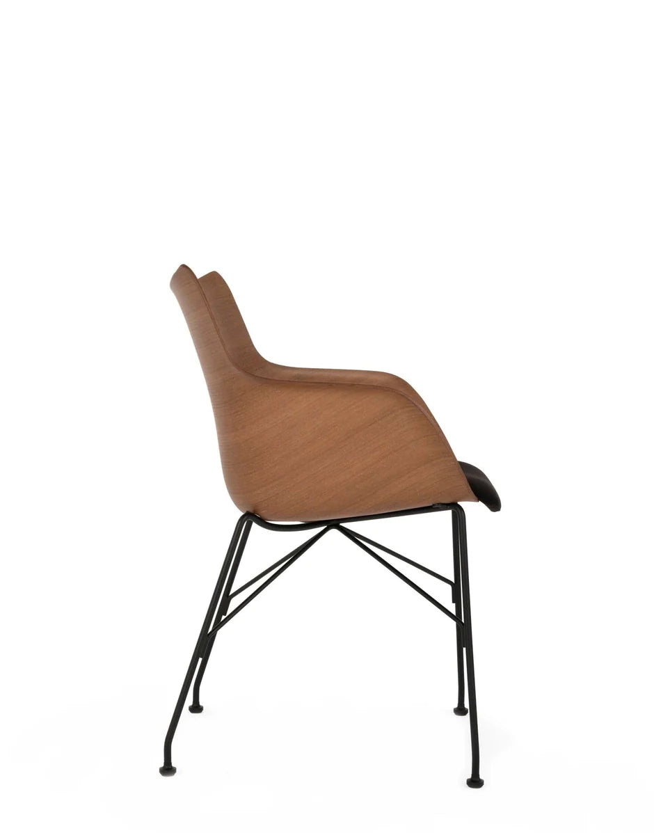 Kartell Q/hout fauteuil, donker hout/zwart/zwart