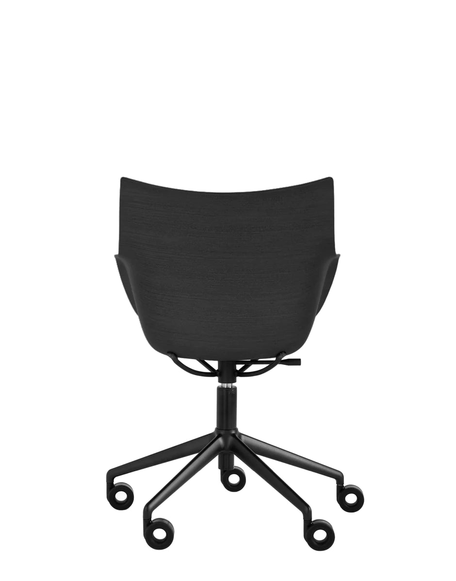 Kartell Q / fauteuil en bois avec roues, bois noir / noir / noir