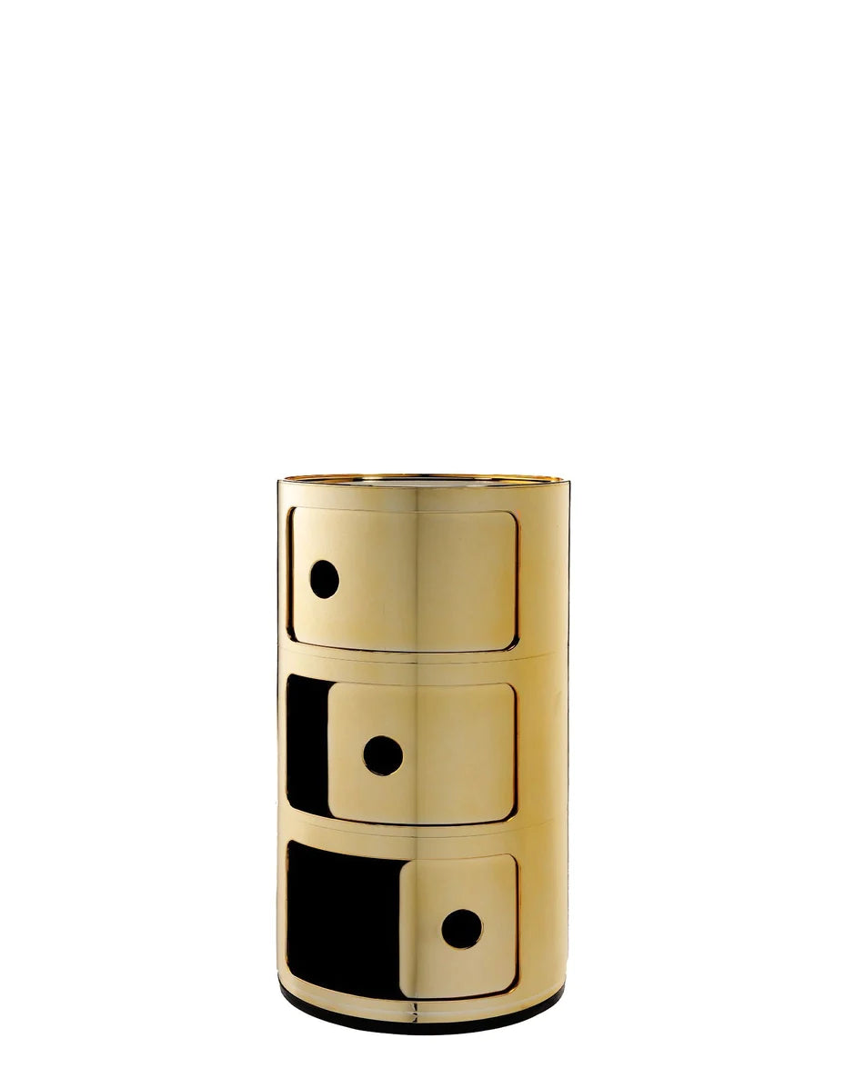 Kartell Componibili Metal Container 3 Elements, Gold