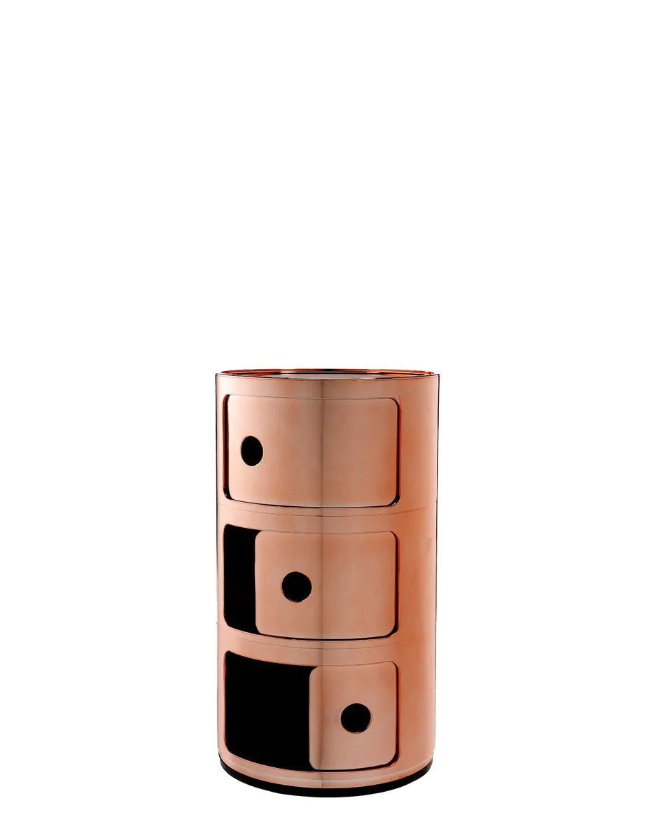 Contenedor de metal de componibili Kartell 3 elementos, Coppery