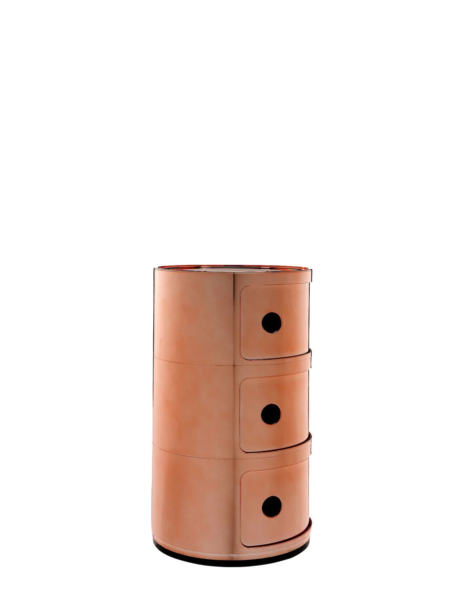 Contenedor de metal de componibili Kartell 3 elementos, Coppery