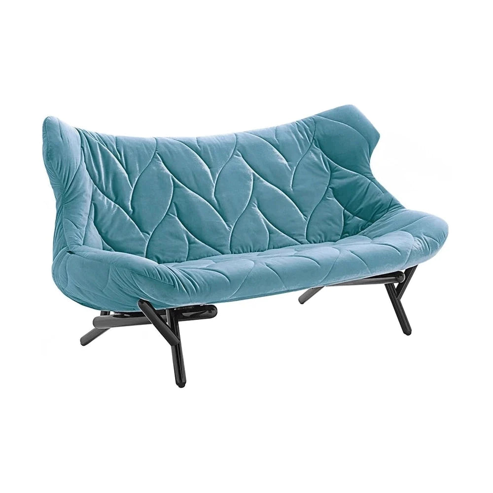 Kartell løv sofa fløjl, sort/teal blå