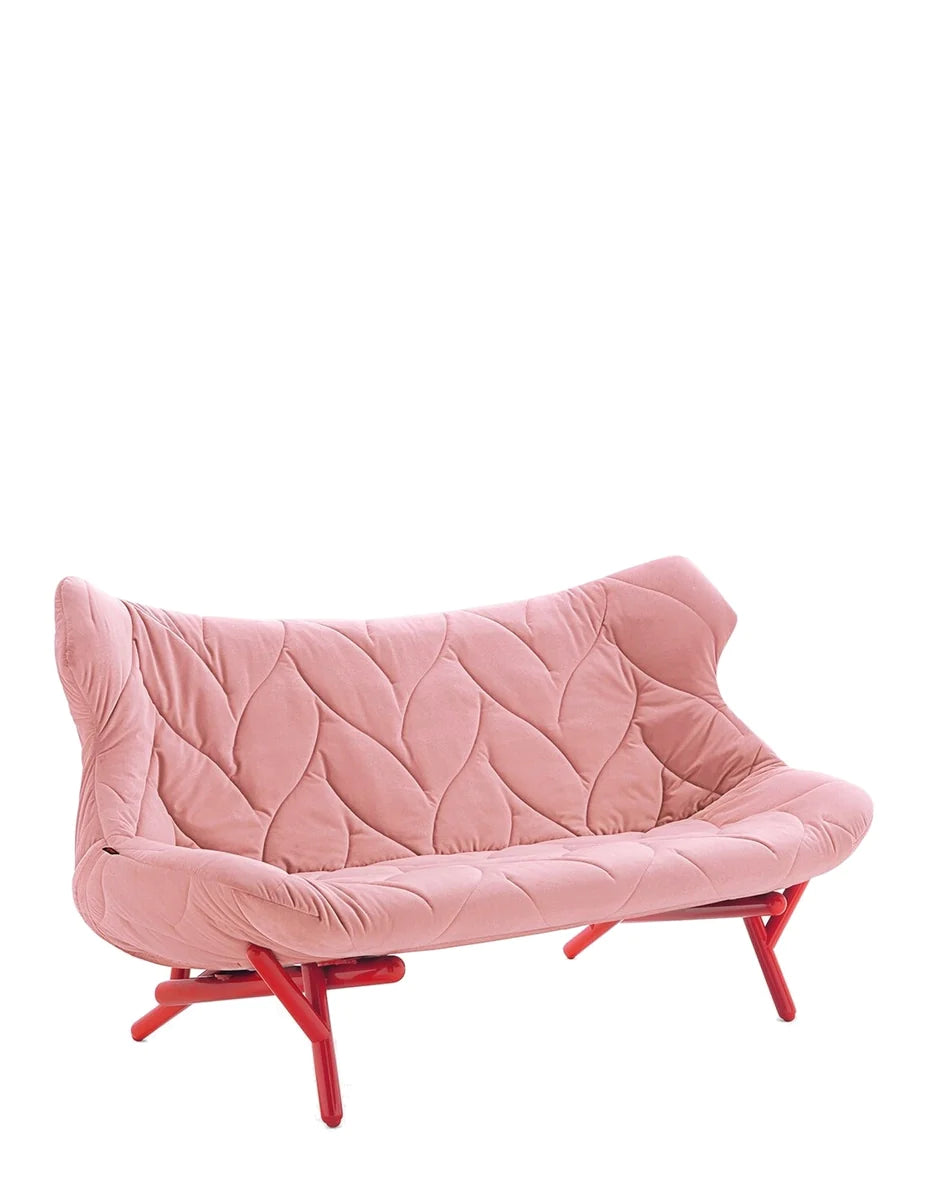 Kartell løv sofa fløjl, rød/lyserød