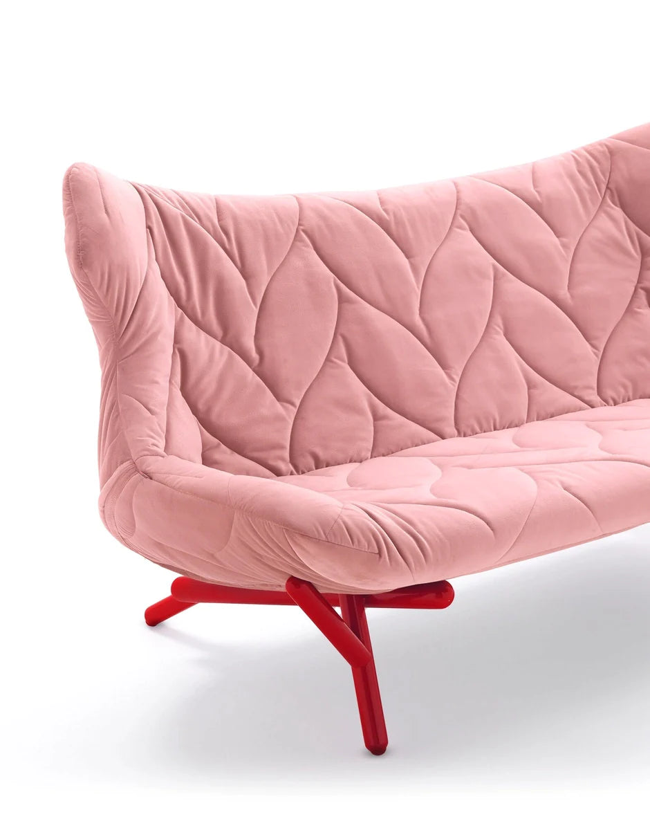 Kartell løvsofa fløyel, rød/rosa