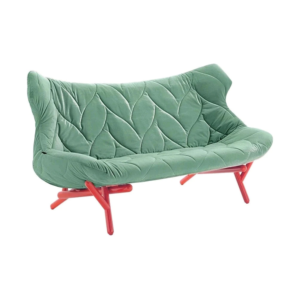 Kartell Laubflockensofa Samt, rot/dunkelgrün