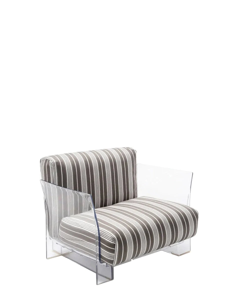 Kartell pop buiten fauteuilstrepen, taupe