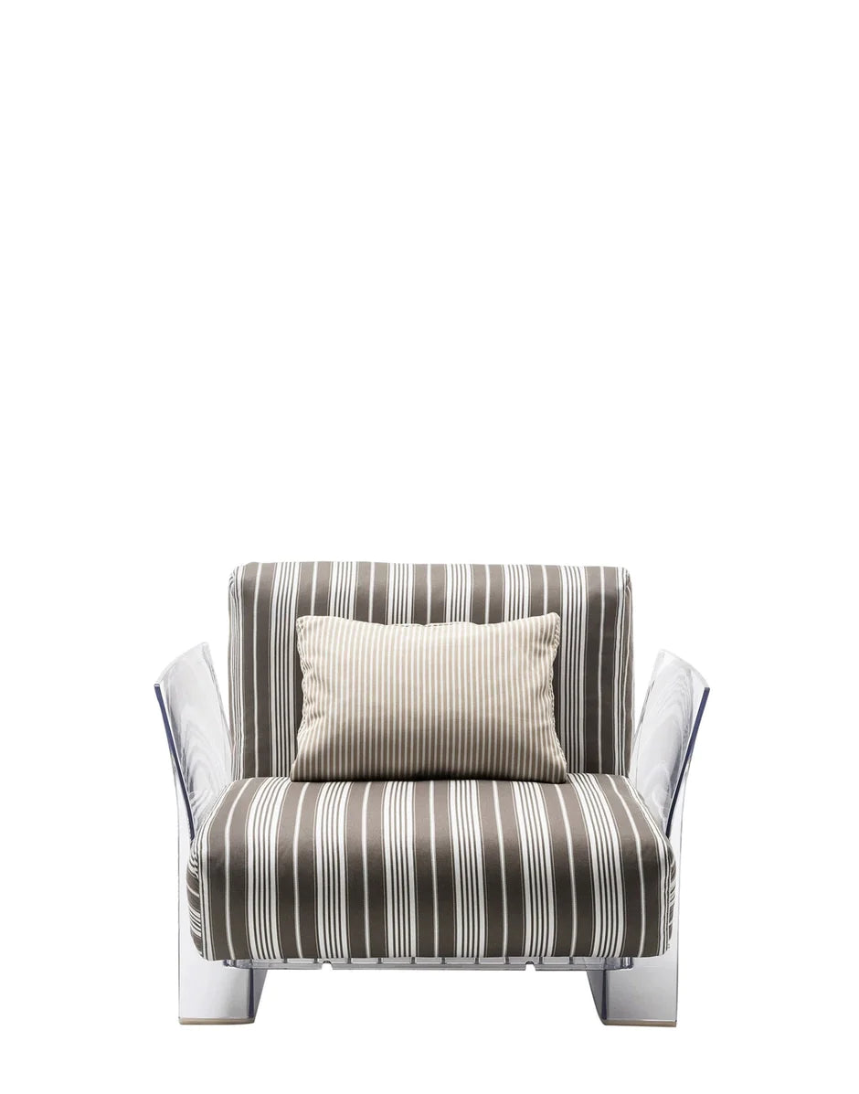 Kartell pop buiten fauteuilstrepen, taupe