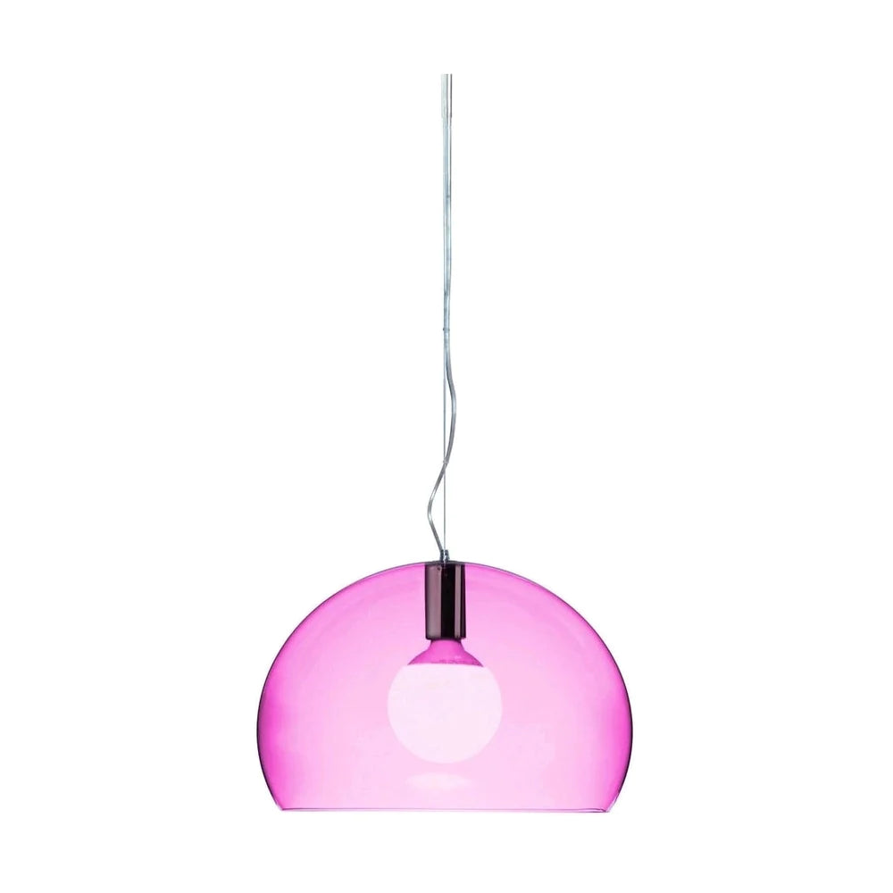 Lampe de suspension Kartell FL / Y petite, transparente / rouge cardinal