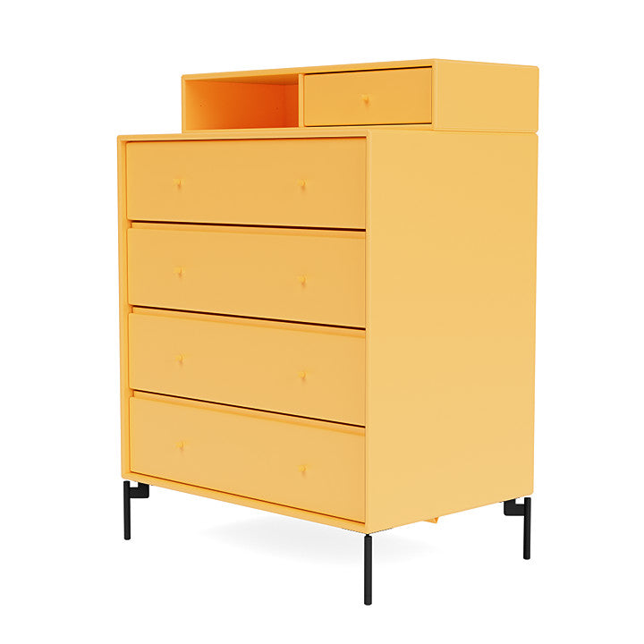 Montana Keep Chest Of Drawers With Legs, Acacia/Black