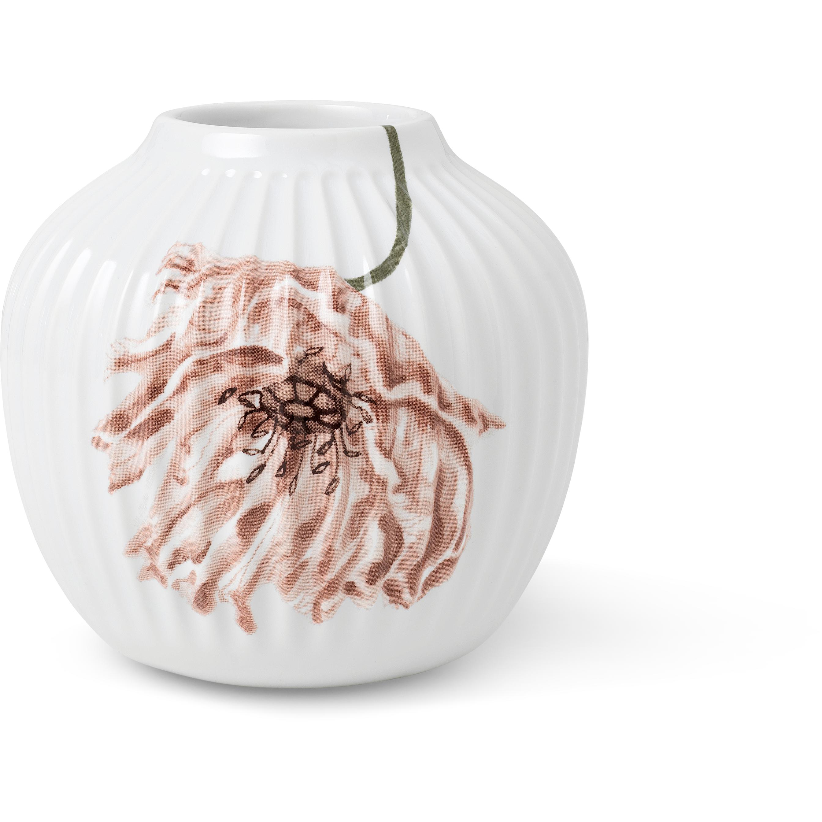 Kähler Hammershøi Poppy Vase 13 cm, blanc avec décoration