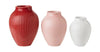 Knabstrup Keramik Vase avec grain d'ensemble de 3 11/9,5 / 8 cm, bordeaux / rose / blanc