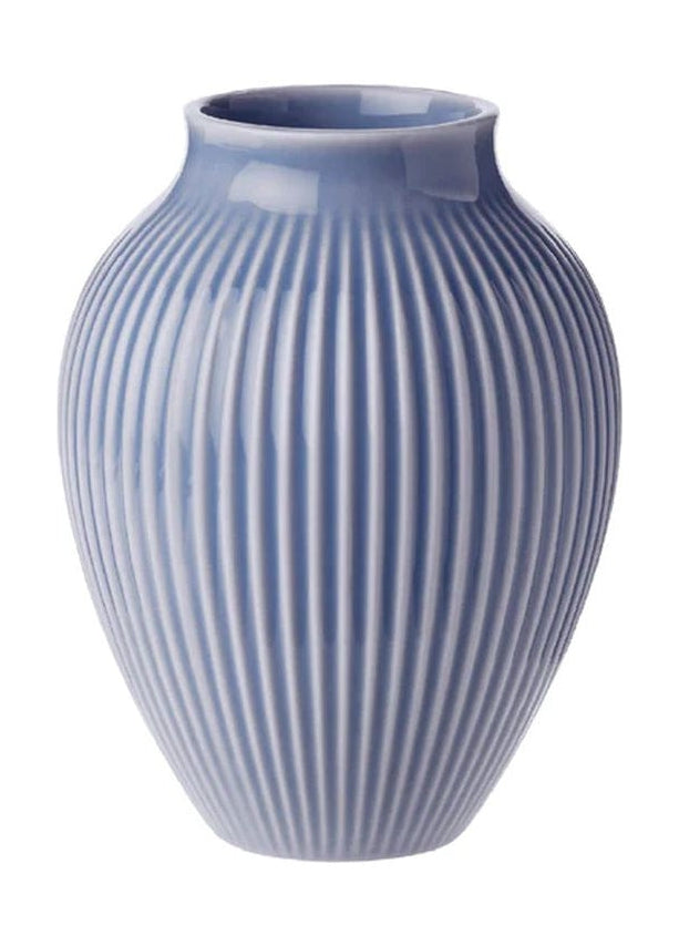 Knabstrup Keramik Vase con scanalature H 12,5 cm, blu lavanda