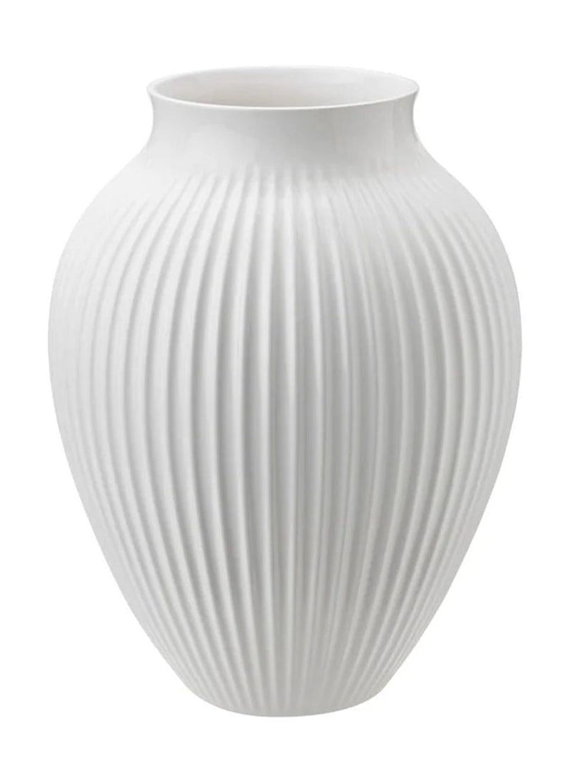 Knabstrup Keramik Vase avec rainures h 35 cm, blanc