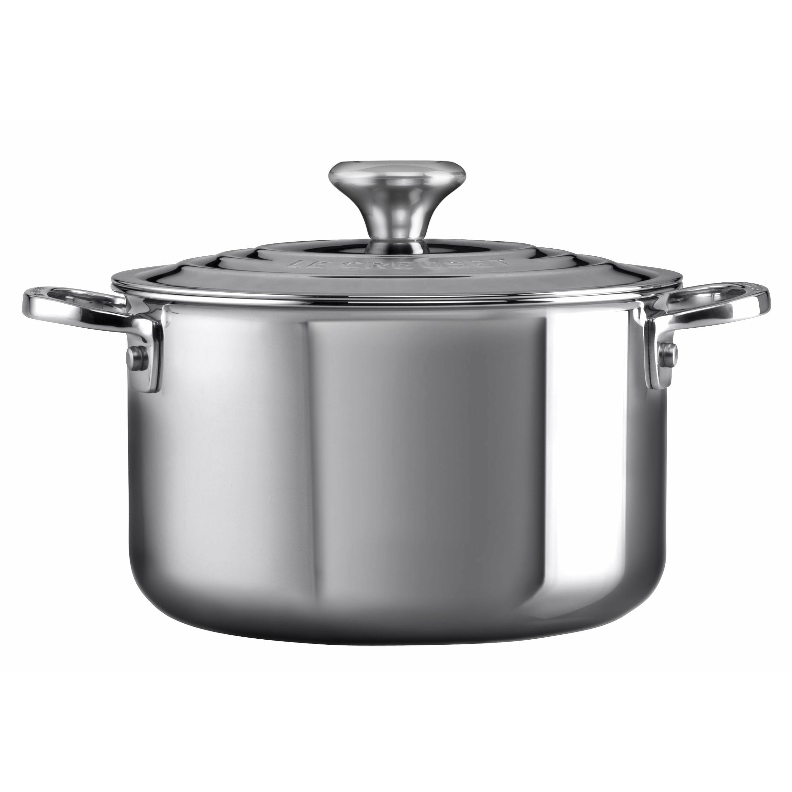 Le Creuset Casserole profonde en acier inoxydable signature avec couvercle, 2,8 L