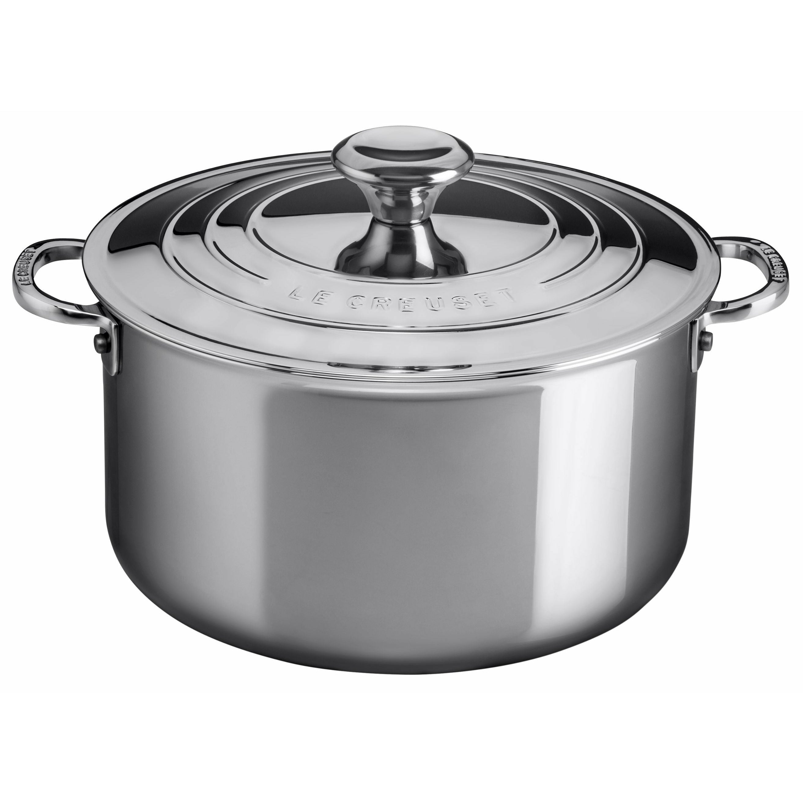 Le Creuset Casserole profonde en acier inoxydable signature avec couvercle, 6 L