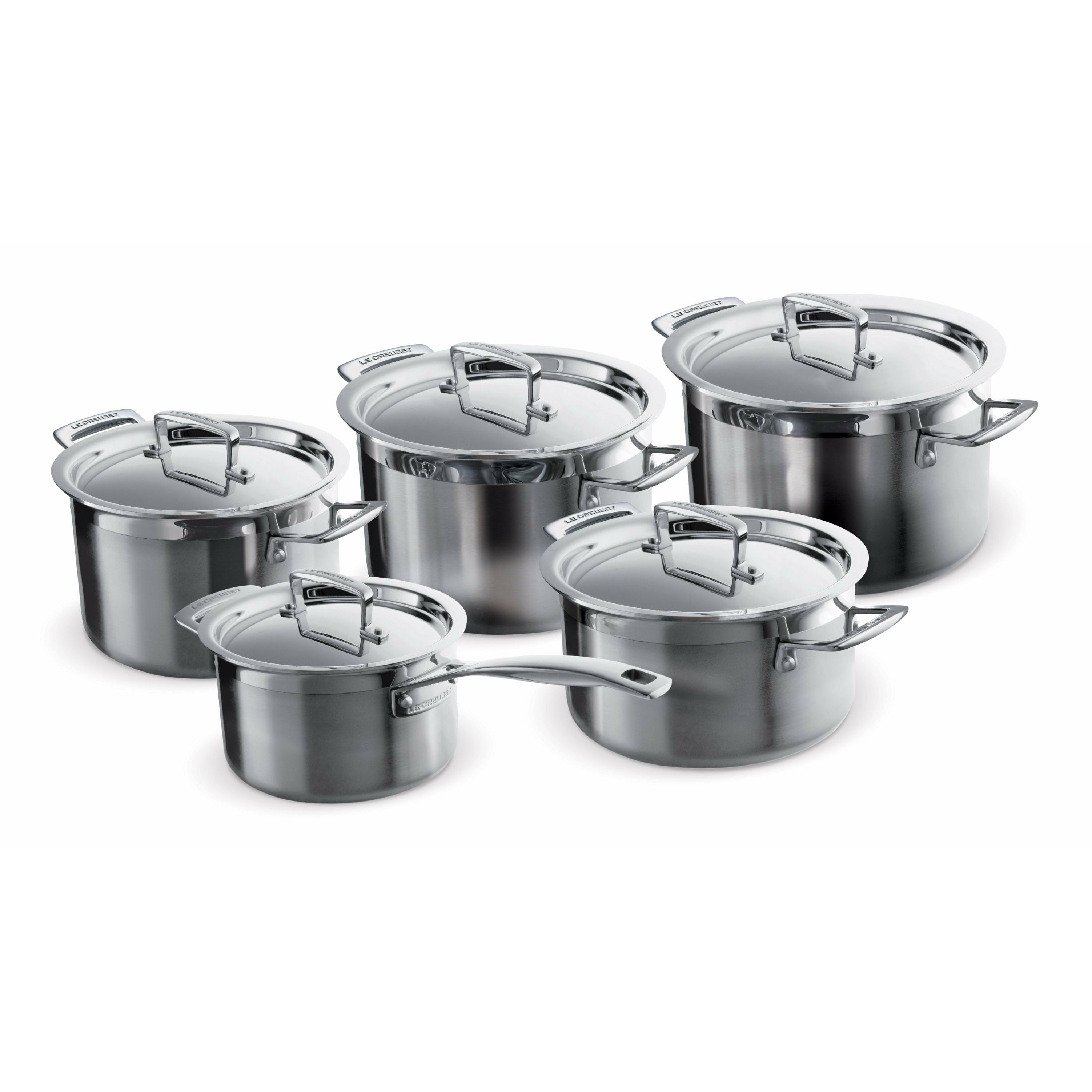 Le Creuset Ensemble de cuisine en acier inoxydable à 3 plis, 18 + 20 + 24 + 20 + 16 cm