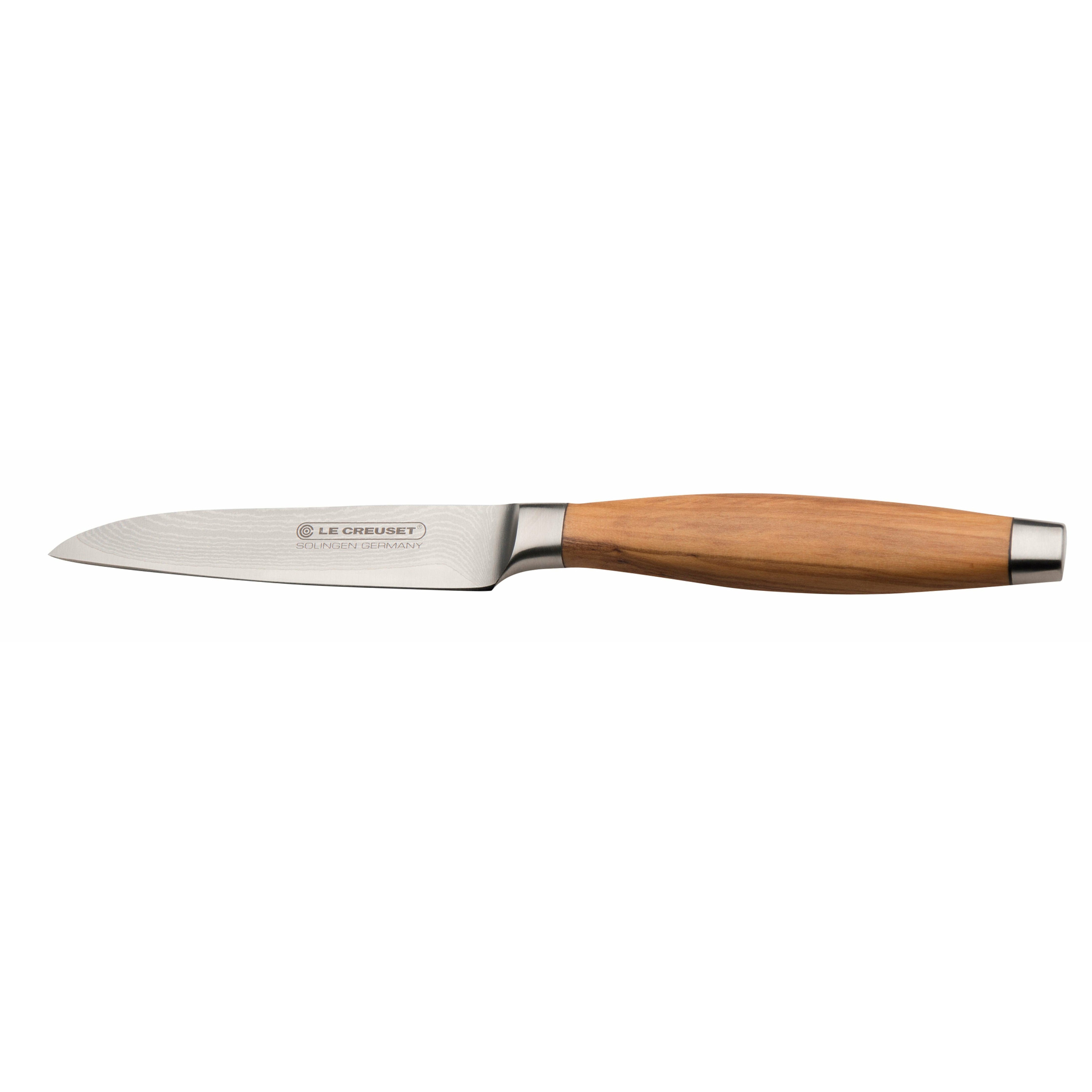 LE CREUSET Cuchillo de vegetales Mango de madera de oliva, 9 cm