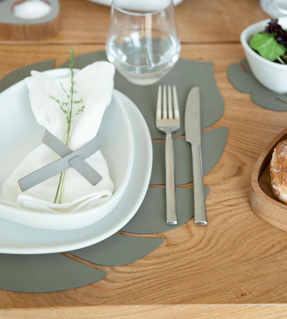 Lind Dna Blatt -Placemat Nupo Leder L, Armygreen