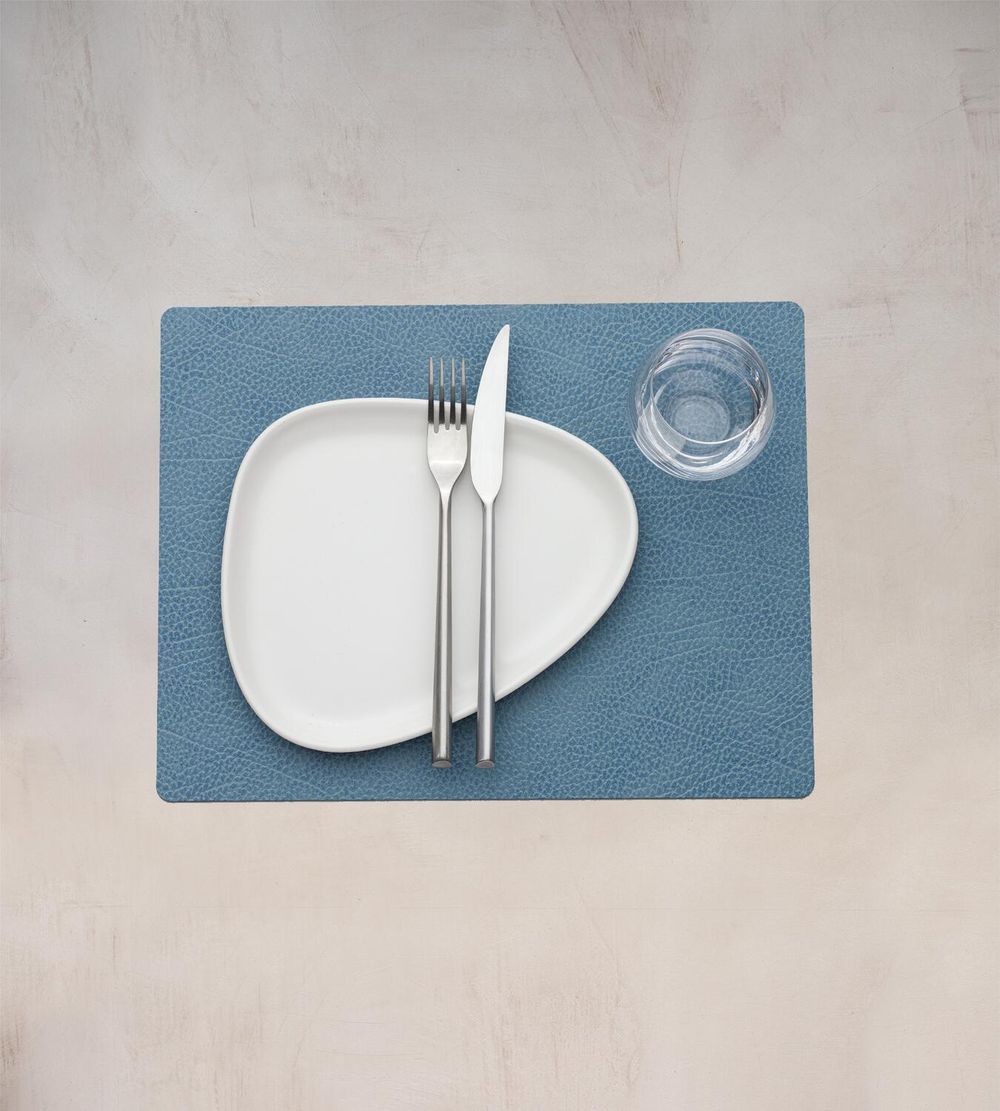 Lind Dna Square Placemat Hippo Leather M, Light Blue