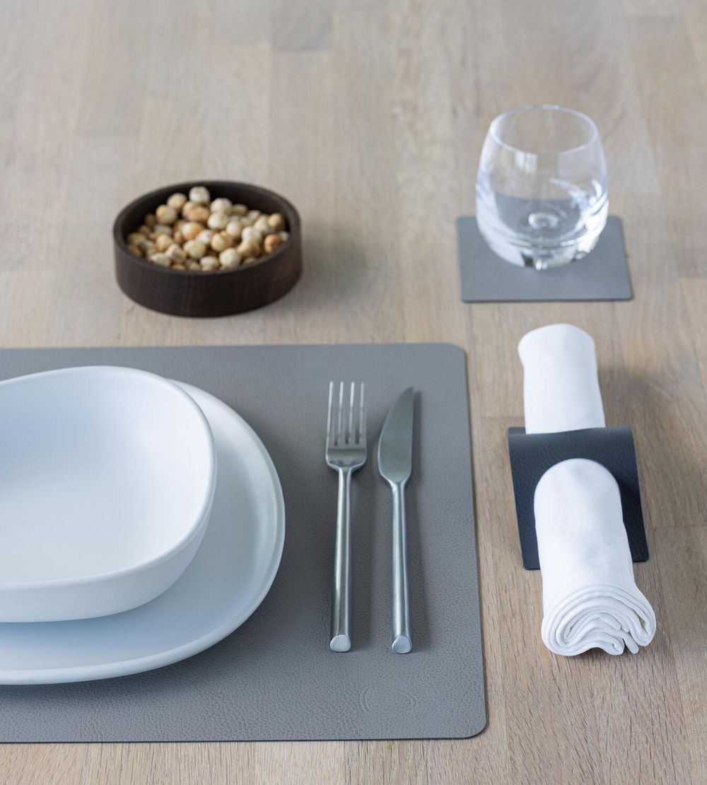 Lind Dna Square Placemat Serene Leather L, Grey