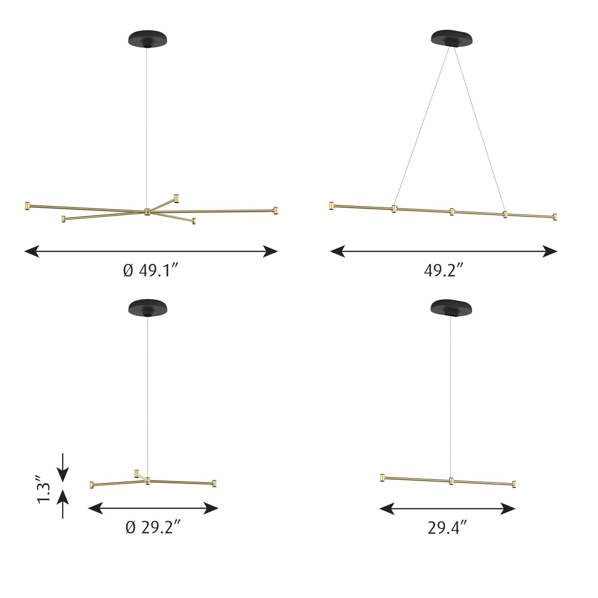 路易·普尔森（Louis Poulsen）依赖悬架系统4圆形，黄铜金属化/黑色