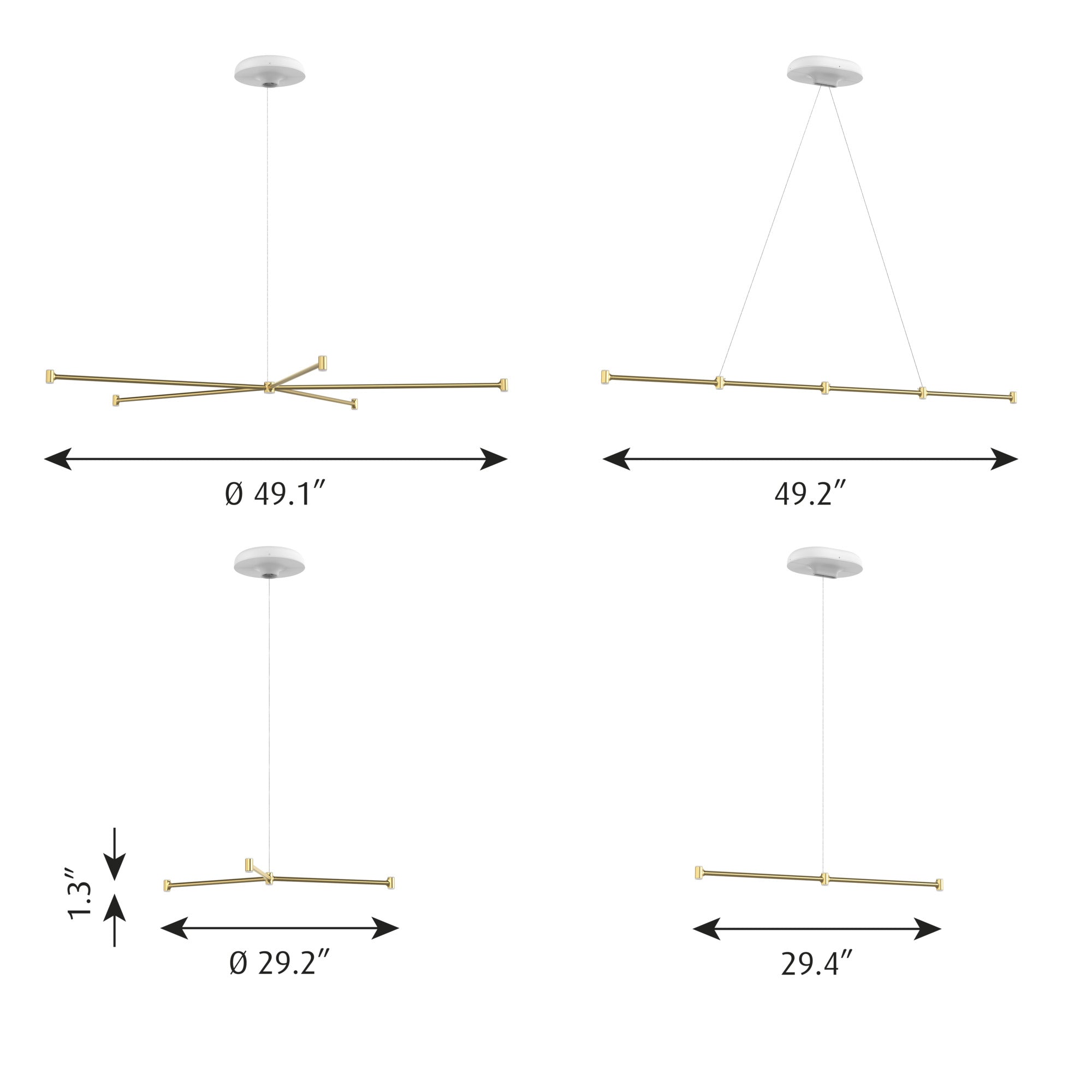 Louis Poulsen Dependant Suspension System 4 Circular, Brass Metallized/White