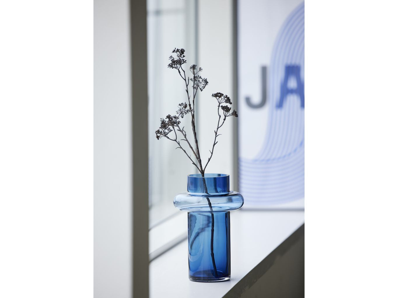 Lyngby Glas Tube Vase H: 25 cm, blu scuro
