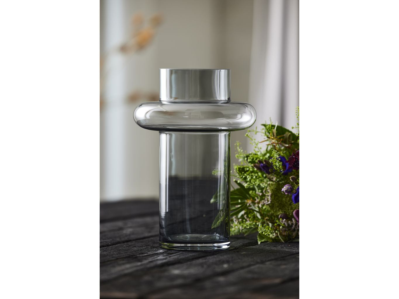 Vase tube en verre Lyngby H : 30 cm, fumé