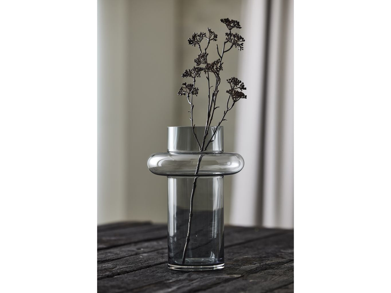 Vase tube en verre Lyngby H : 30 cm, fumé