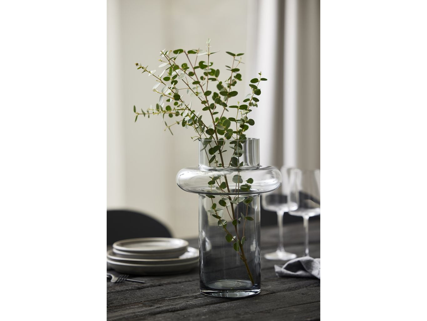 Vase tube en verre Lyngby H : 30 cm, fumé