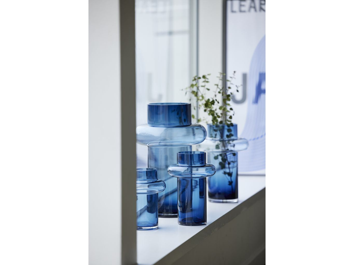 Lyngby Glas Tube Vase H: 40 cm, blu scuro