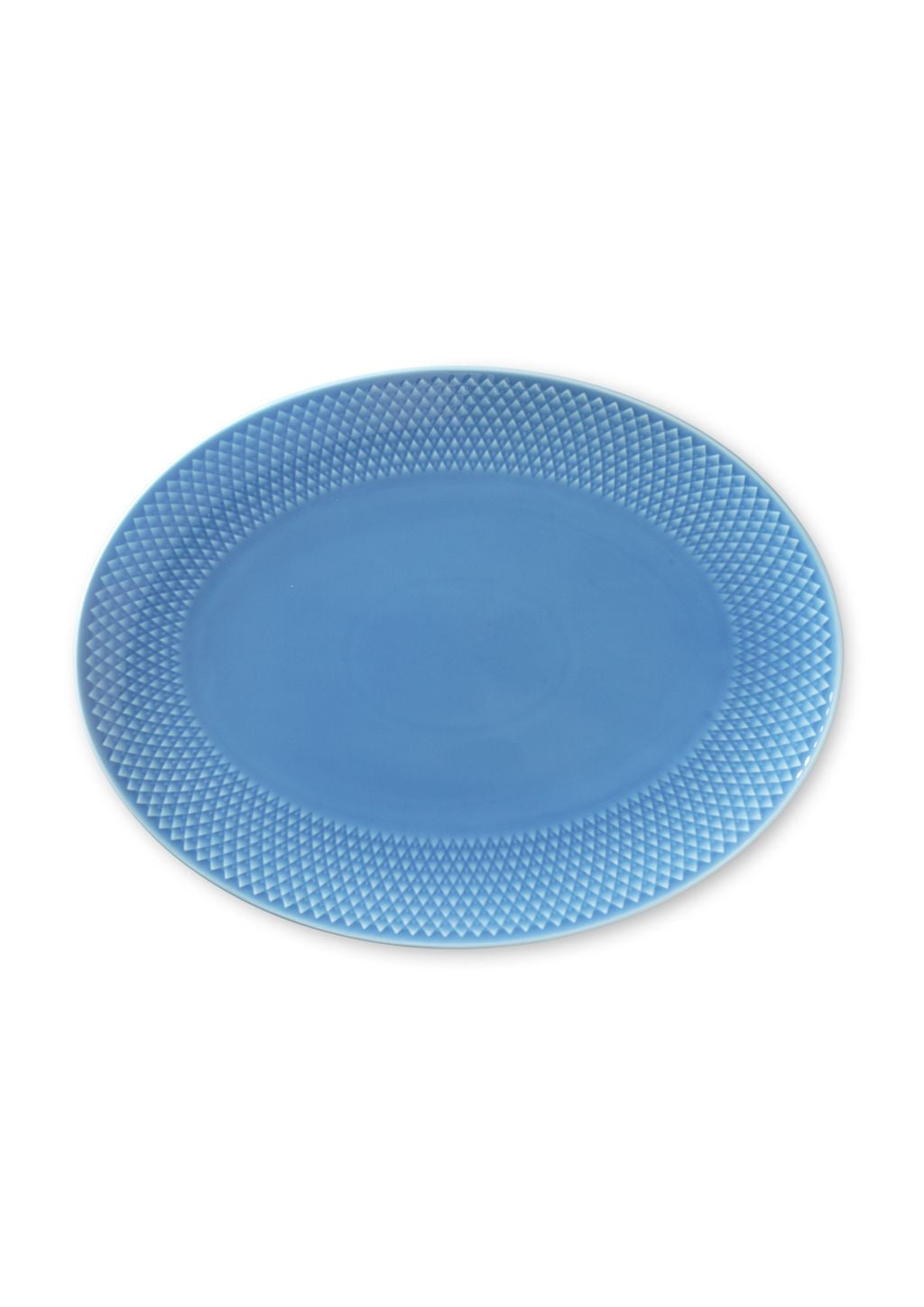 Lyngby Porcelæn Rhombe kleur ovaal serveerplaat 28,5x21,5, blauw