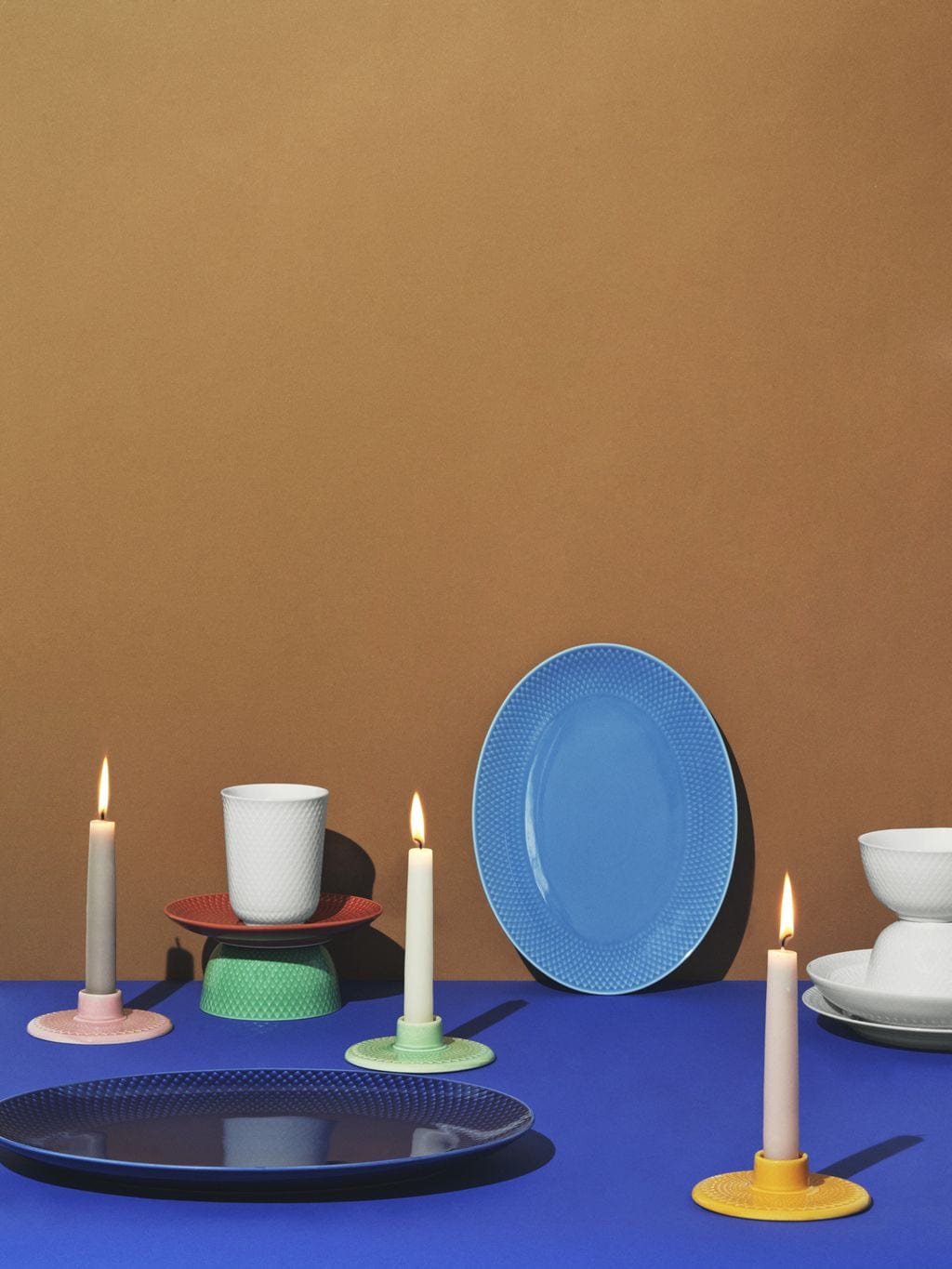 Lyngby Porcelæn Rhombe kleur ovaal serveerplaat 28,5x21,5, blauw