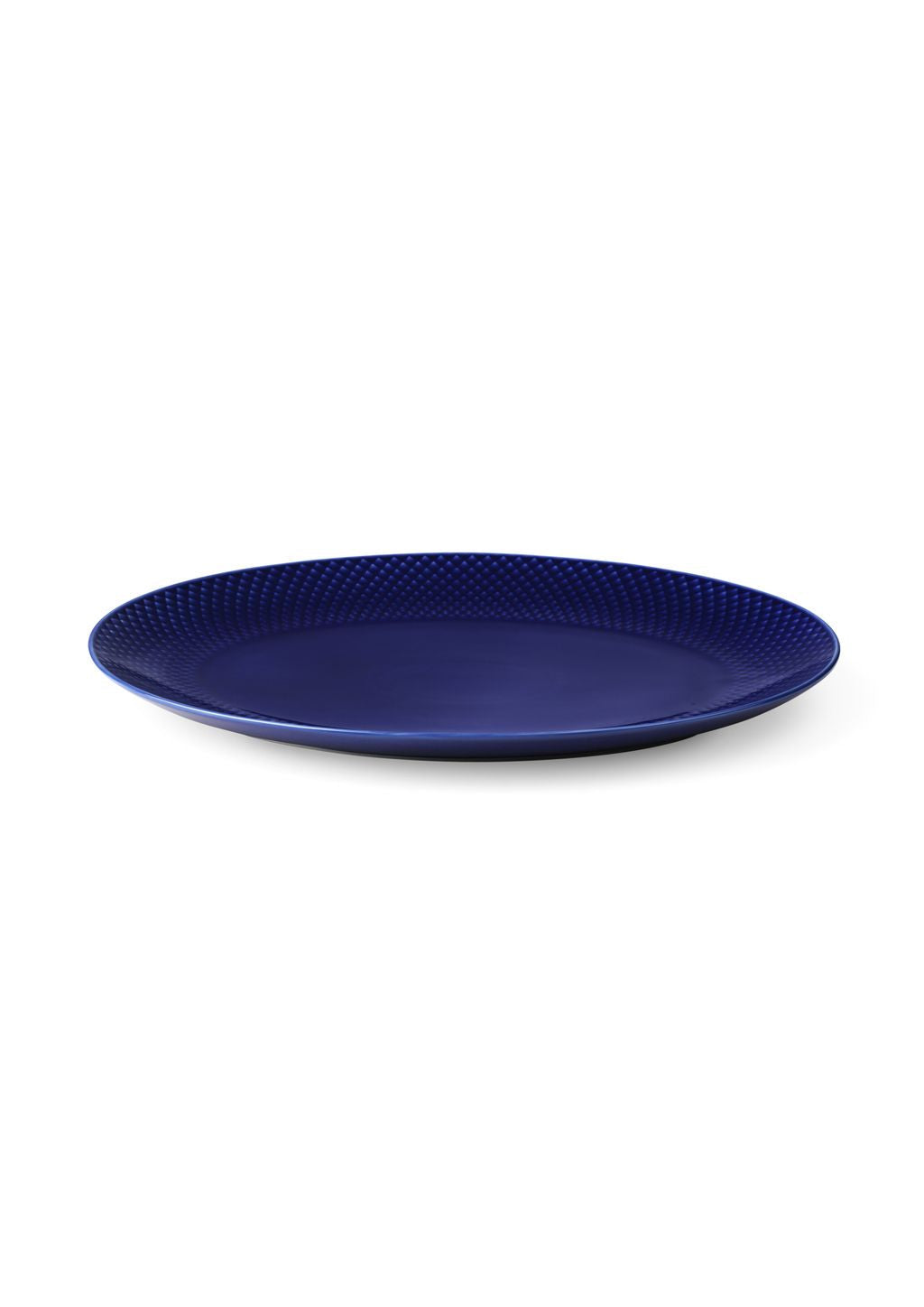 Lyngby Porcelæn Rhombe Couleur ovale Plaque de service 35x26,5, bleu foncé