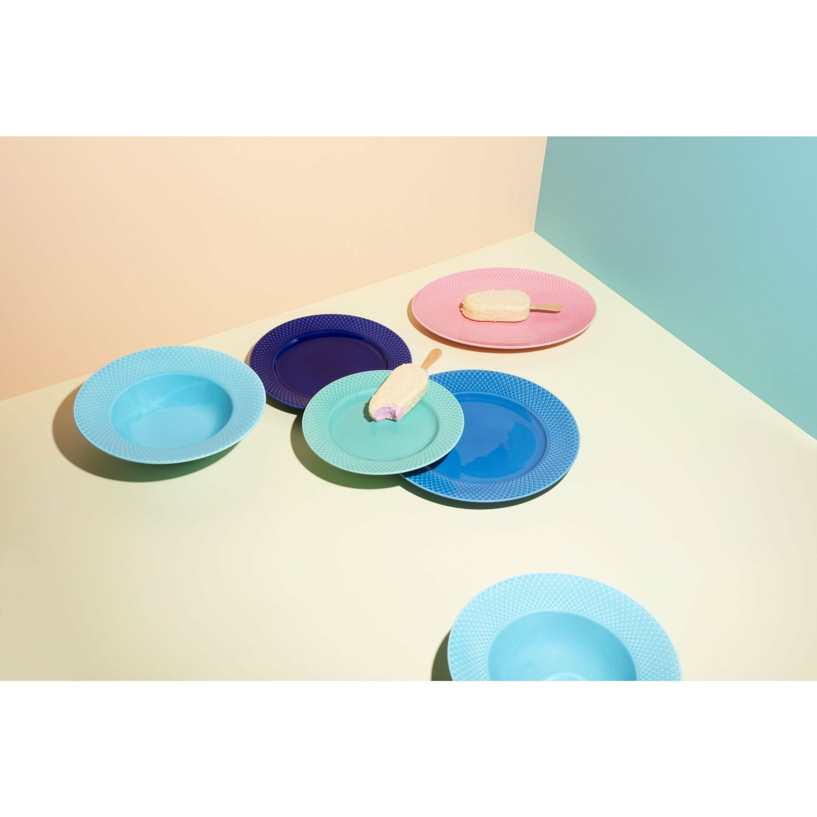 Lyngby Porcelæn Assiette de soupe de couleur rhombe Ø24,5 cm, turquoise