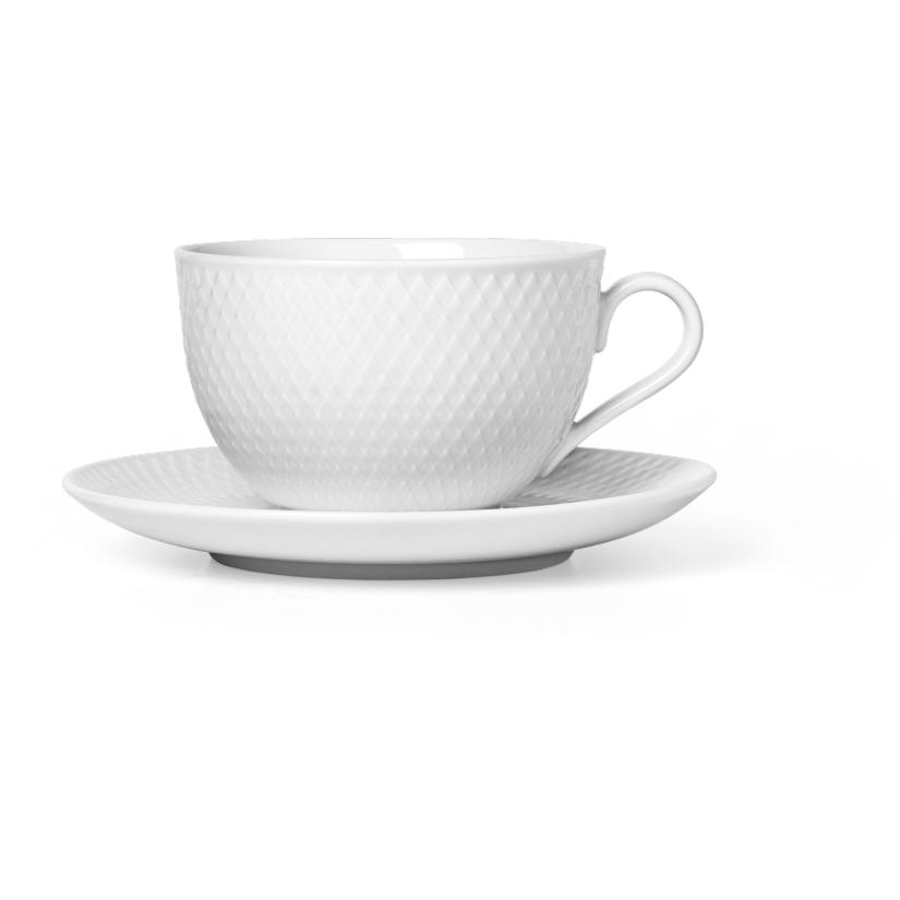 LyngbyPorcelænRhombe茶杯和碟39 CL白色瓷器
