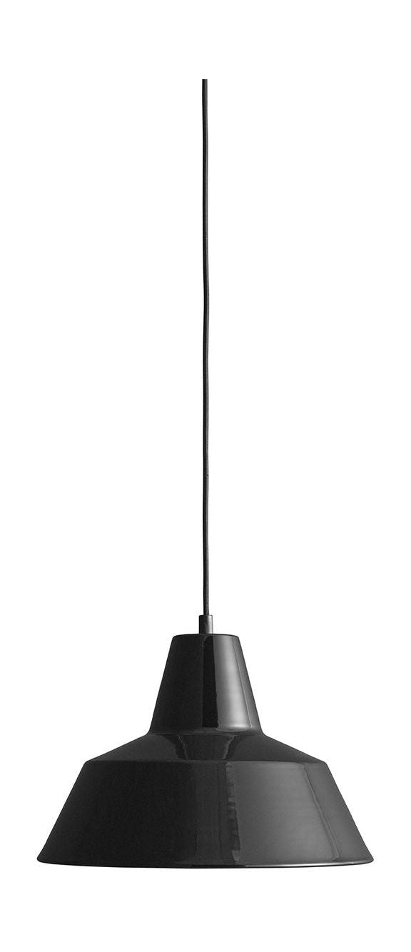 Lámpara de suspensión de taller de hecha a mano W3, negro brillante