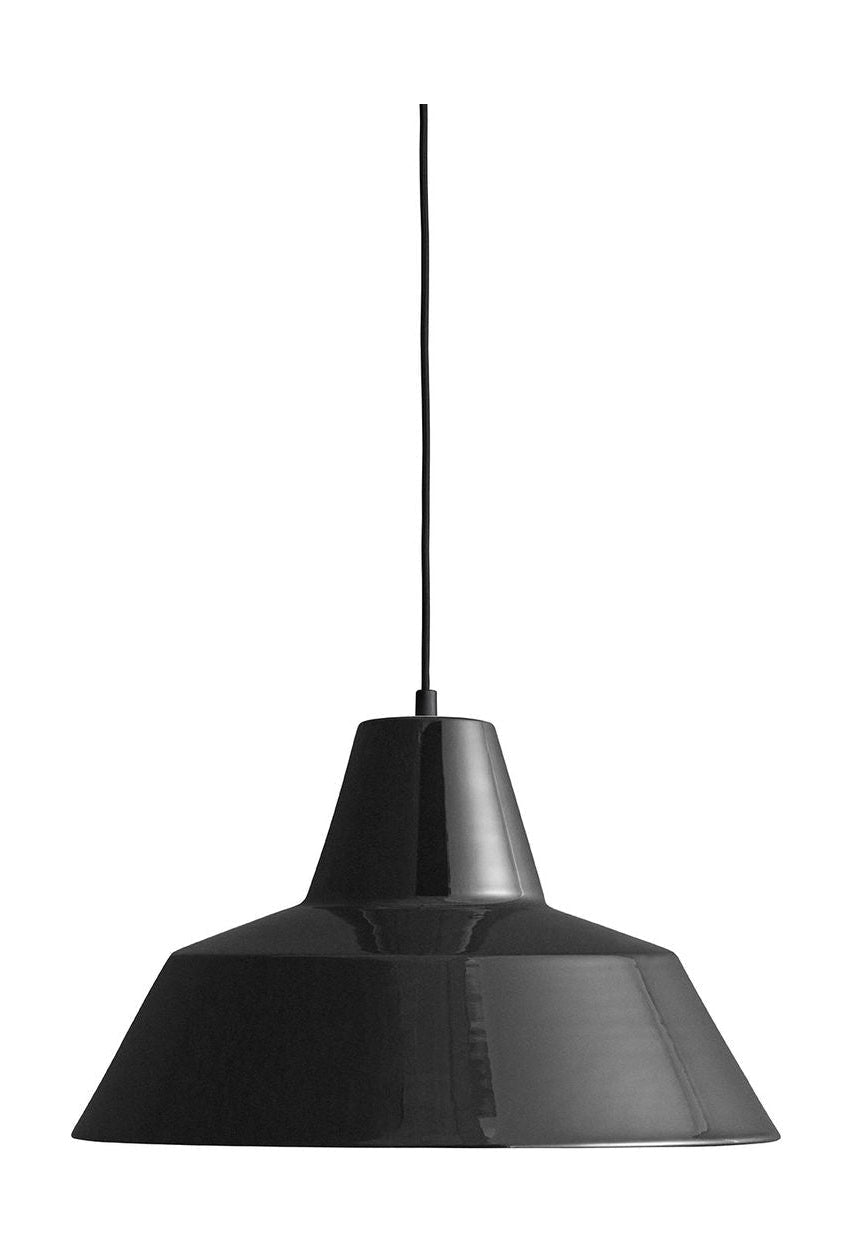 Lámpara de suspensión de taller de hecha a mano W4, negro brillante
