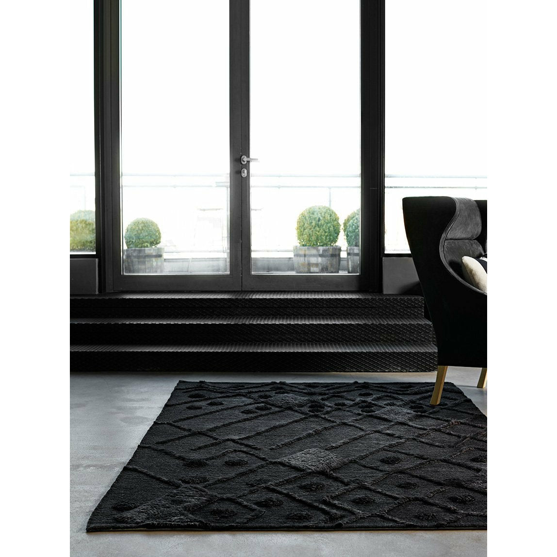 Massimo Bur bur matta svart, 170x240 cm