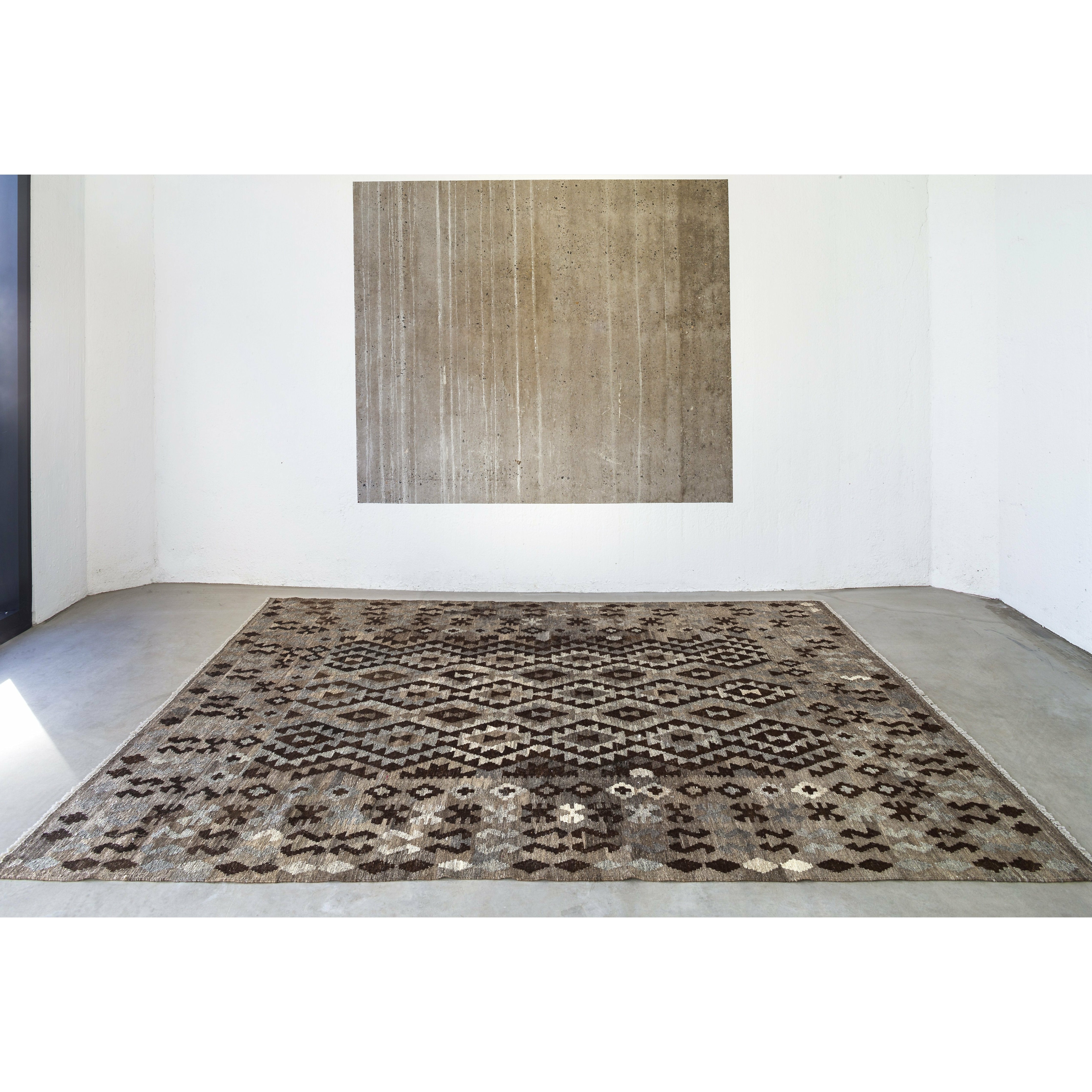 Massimo Kelim地毯自然深灰色/棕色/黑色，150x200 cm