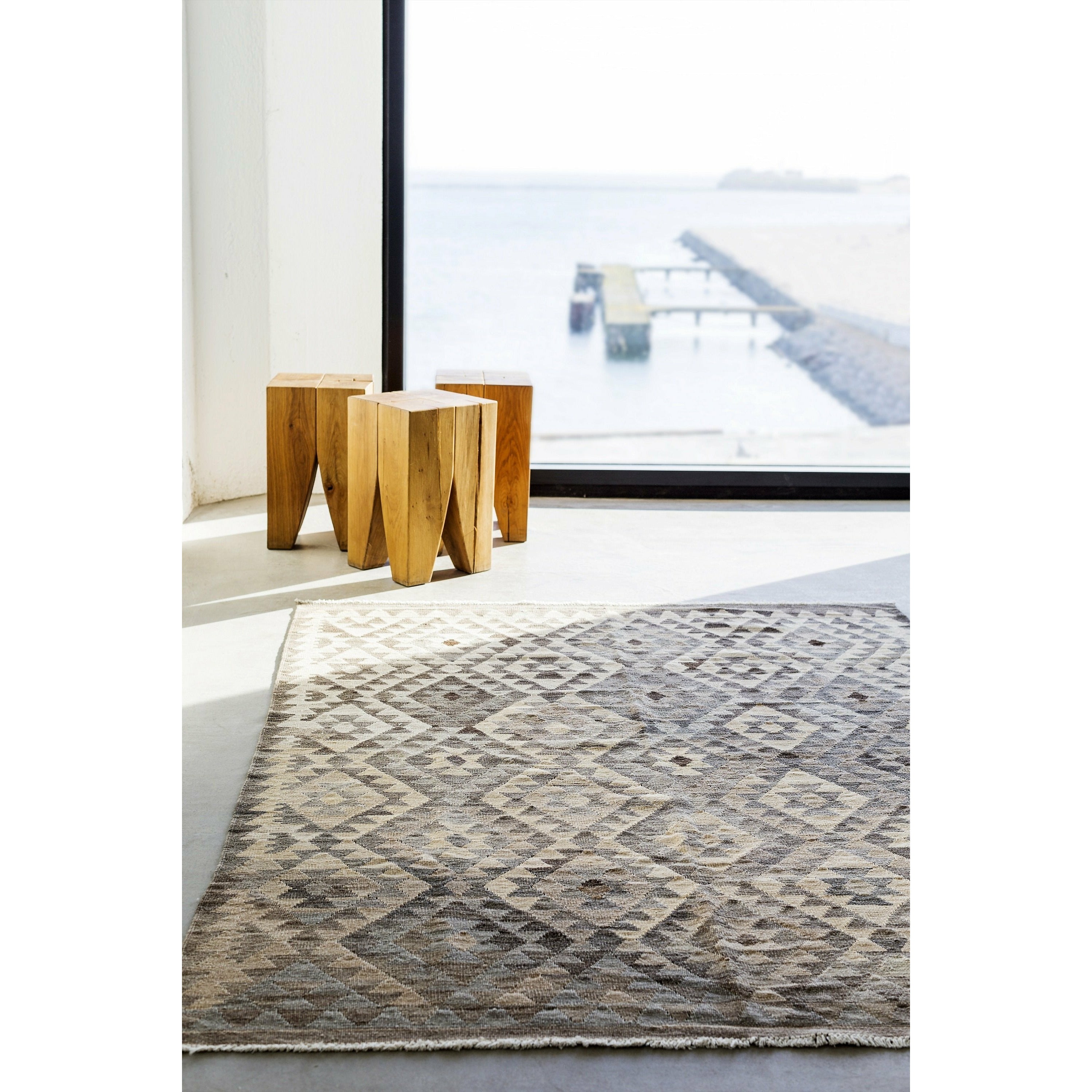 Massimo Kelim地毯天然灰色，200x300厘米