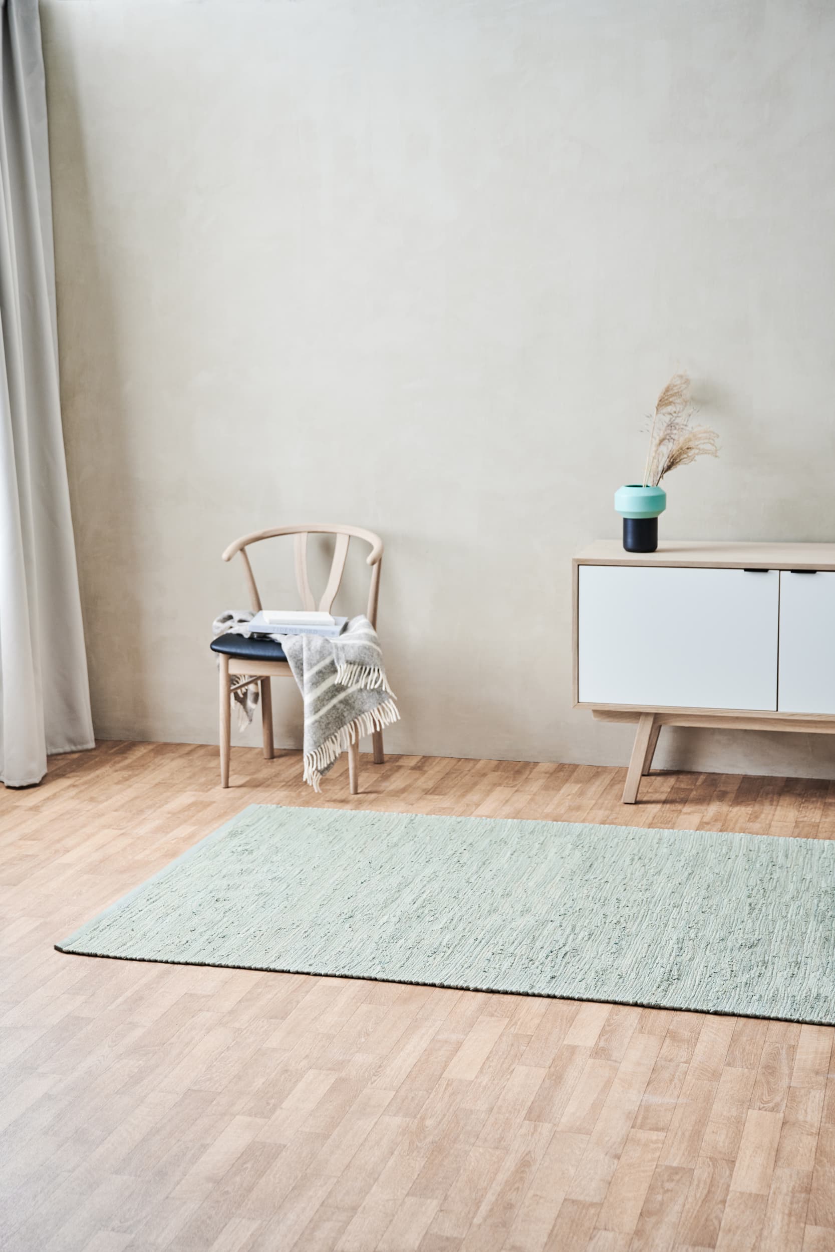 地毯实心棉地毯65 x 135厘米，薄荷